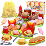 Fast Food Toys Play Food Toy Set,Kitchen Pretend Play Accessories Toy,Including Hamburger French Fries Ice Cream Hot Dog Coke and Assortment Gift Toy Set for Kids Toddlers（59PCS）